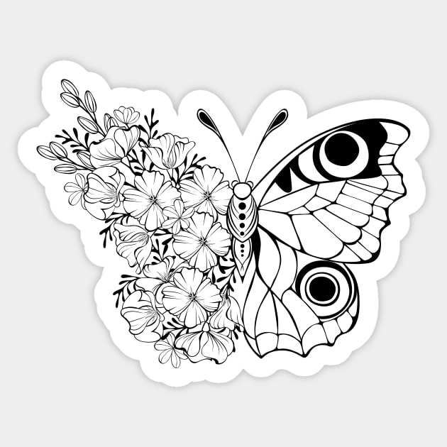 Flower Butterfly with California Poppy Sticker by Blackmoon9